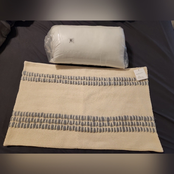 NWT Pottery Barn Reed Striped Lumbar Pillow and Insert - Picture 2 of 7